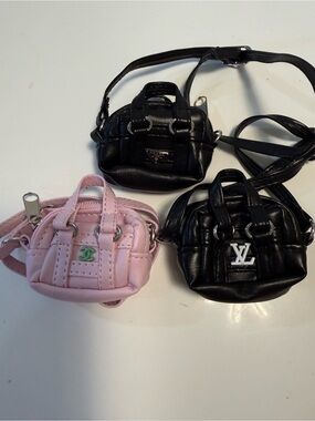 BUNDLE OF THREE Designer Inspired Handle W/ Crossbody Bag - Perfect For Any Doll